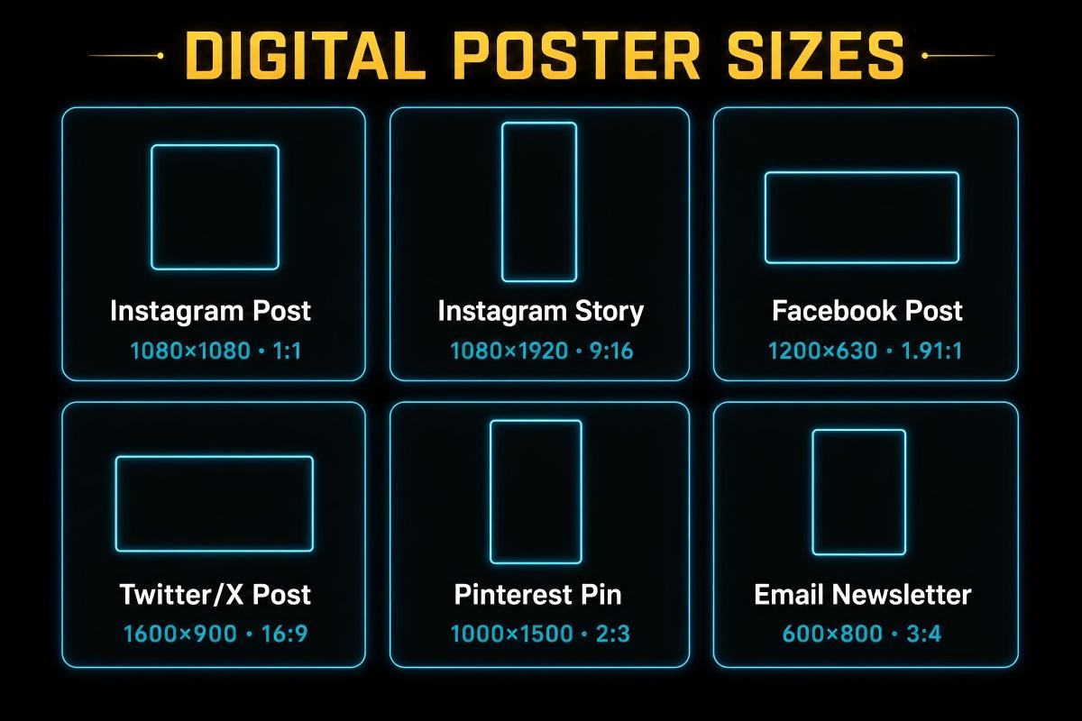Recommended pixel dimensions for the most-used digital surfaces.