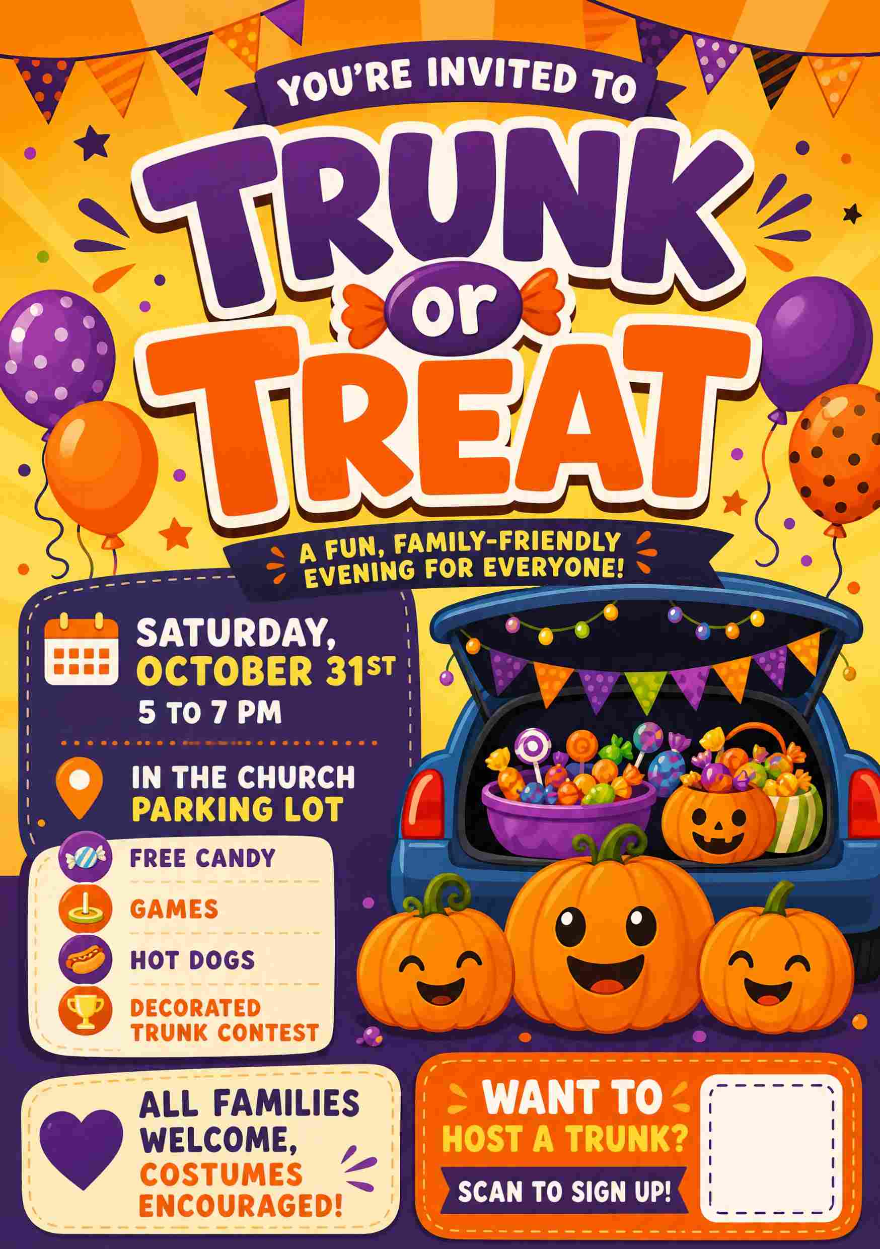 Sammlung KI-generierter Halloween-Flyer für Partys, Trunk-or-Treat und Geisterhäuser