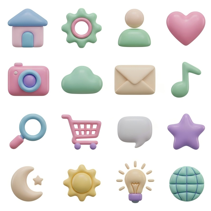 Soft 3D & Clay icon style example