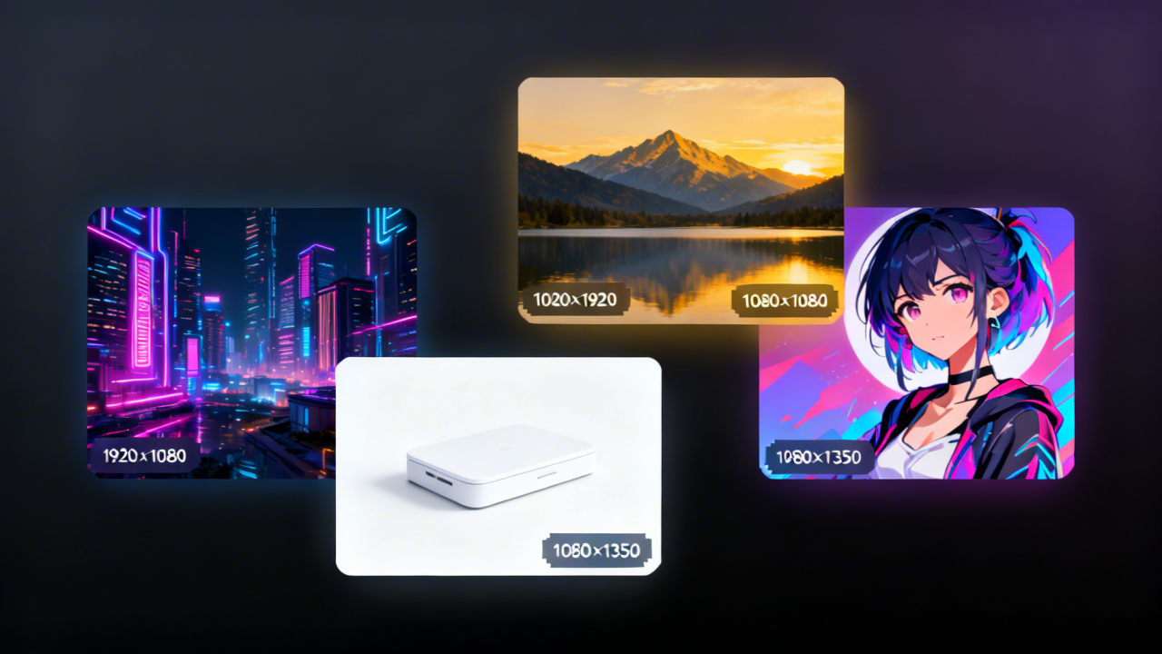 generator gambar AI ukuran kustom — buat gambar 1920x1080, 9:16, 4096x4096