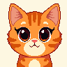 pixel art cat avatar, orange tabby cat, big eyes, simple clean background