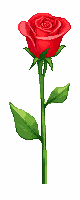 single red rose pixel art, simple cross stitch pattern style, green leaves, clean geometry, white background, retro 8-bit