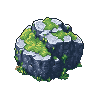 pixel art large rock scene object, grey stone with moss, top-down adventure game style