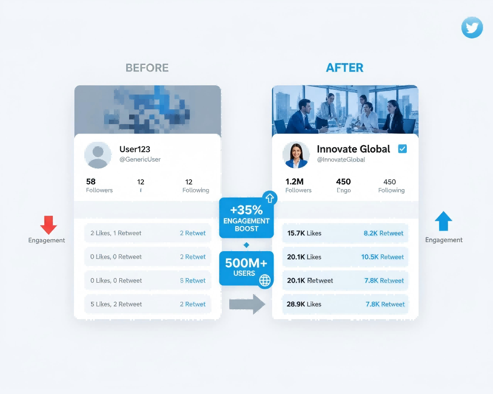 Professional Twitter header showing high engagement impact